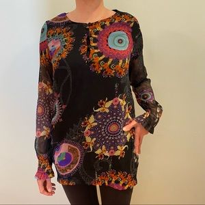 Desigual Long Sleeve Multicolor Lightweight Blouse